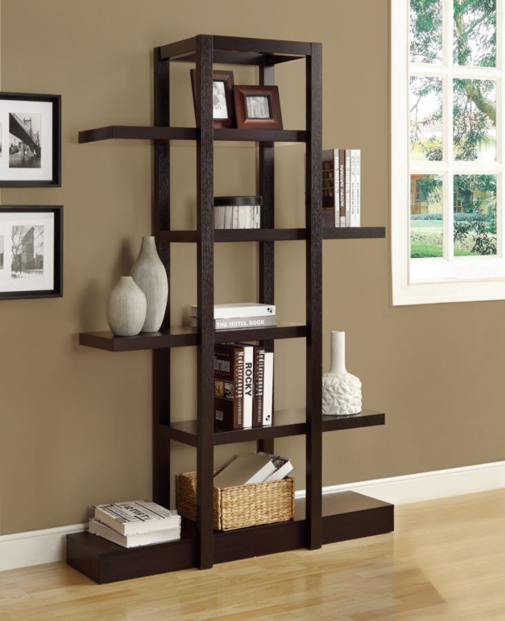 Monarch Specialties 5 Shelf Zigzag Bookcase Cappuccino Office Depot