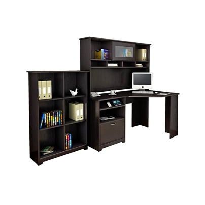 Bush Furniture Cabot Corner Desk With Hutch And 6 Cube Bookcase
