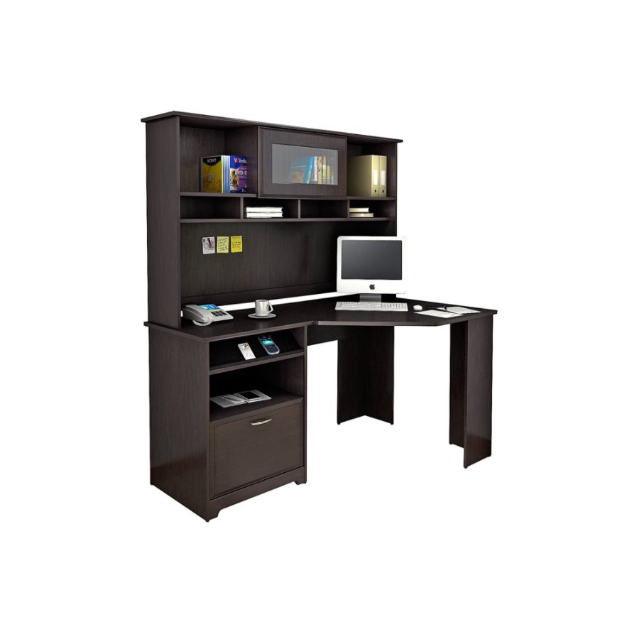 Bush Furniture Cabot Corner Desk With Hutch Espresso Oak Standard ...