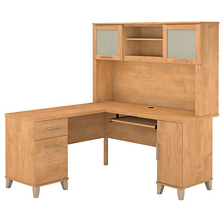 Bush Furniture Somerset L Shaped Desk With Hutch 60 W Maple Cross