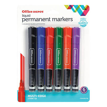 Office Depot Brand Round Liquid Permanent Markers Chisel Tip Clear ...