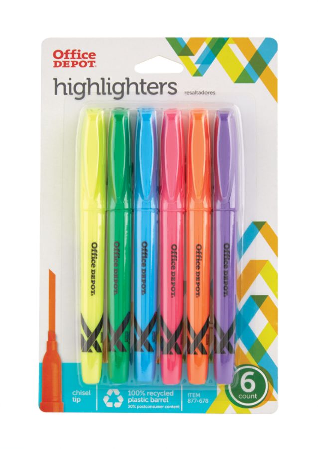 Office Depot Brand Pen Style Highlighters Assorted Colors Pack Of