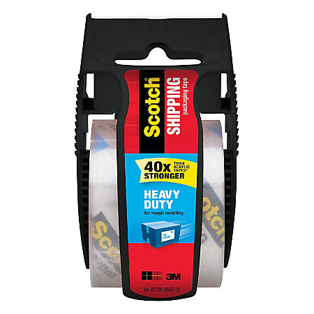 scotch heavy duty shipping packing tape 1 78 x 800 black by office scotch heavy duty shipping packing tape