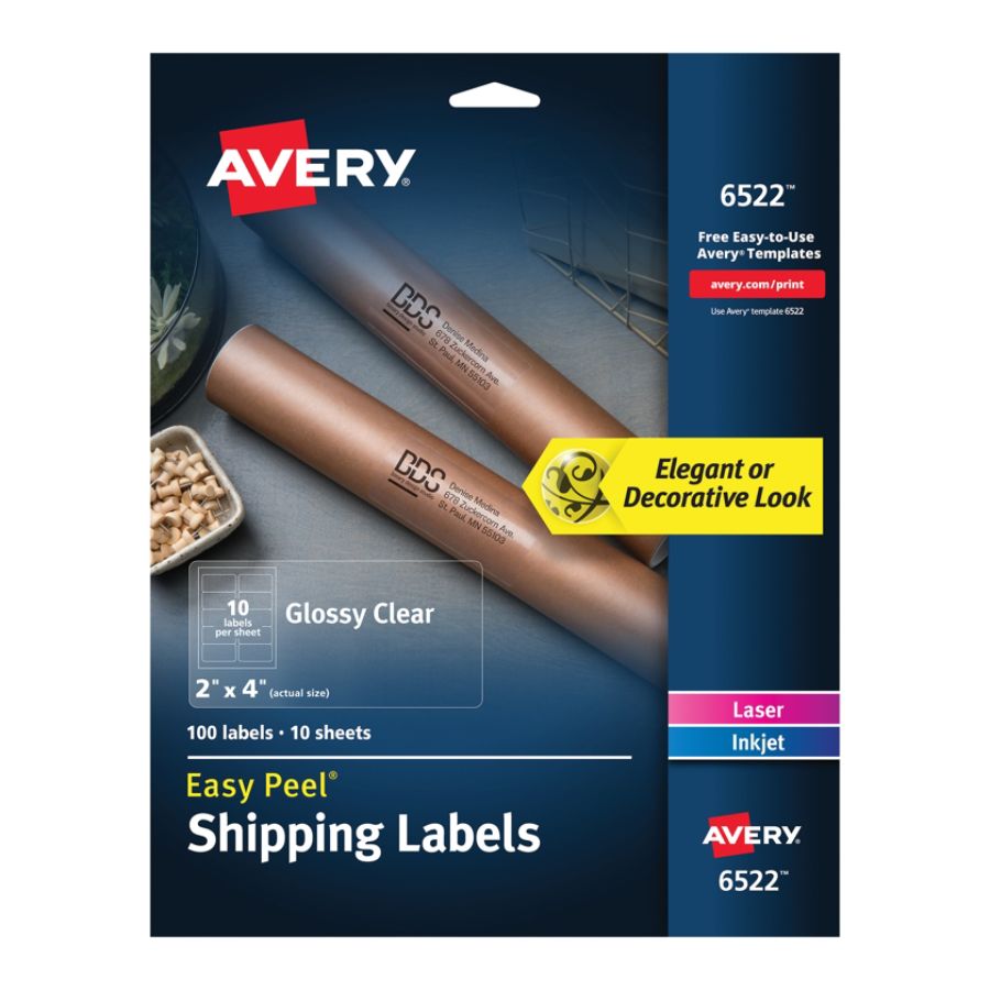 Avery Mailing Labels Shipping 2"x4" 100/PK Glossy CL 6522