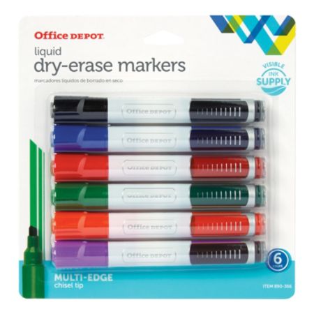 depot office dry markers erase liquid round brand pack chisel assorted barrel tip ink clear colors officedepot