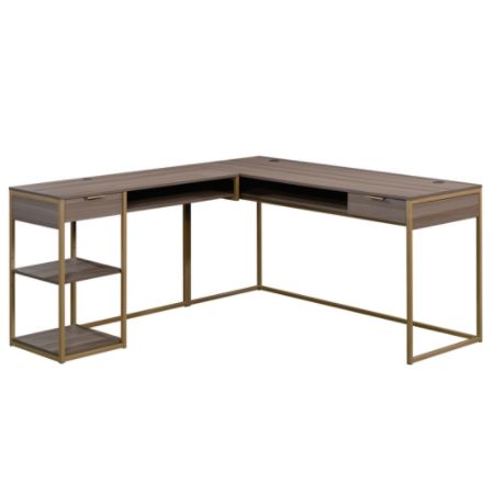 Sauder International Lux L Shaped Desk Diamond Ashgold Office Depot