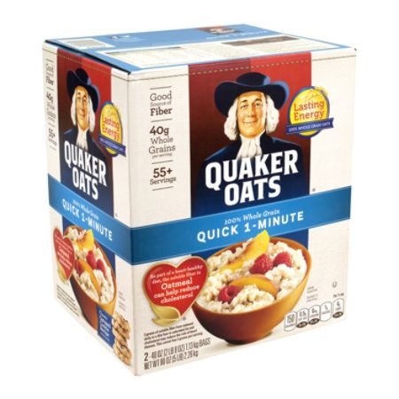 Quaker Oats Quick 1 Minute 100percent Whole Grain Oats 40 Oz Box Of 2 ...