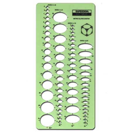 Rapidesign Ellipses Drafting Template Metric Ellipse 68 Ellipses by ...