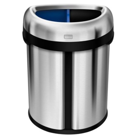 stainless simplehuman compartment semi dual round trash steel gallons recycling depot office