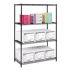 Safco Industrial Wire Shelving Starter Unit 48 W X 24 D Black