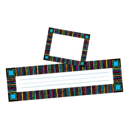 Barker Creek Name Tag And Name Plate Set Neon Stripes Office Depot