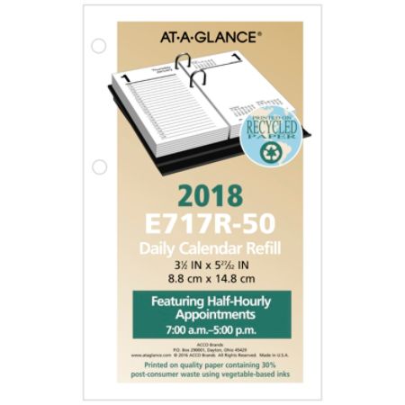 AT A GLANCE Desk Calendar Refill 3 12 x 6 30percent Recycled January