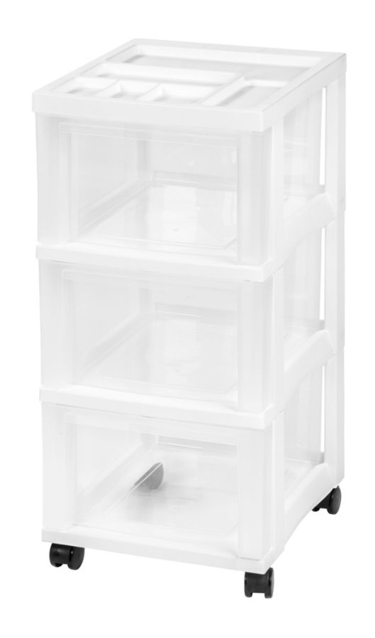 Iris Rolling Plastic Storage Cart 3 Drawers 26 716 H X 12 116 W X