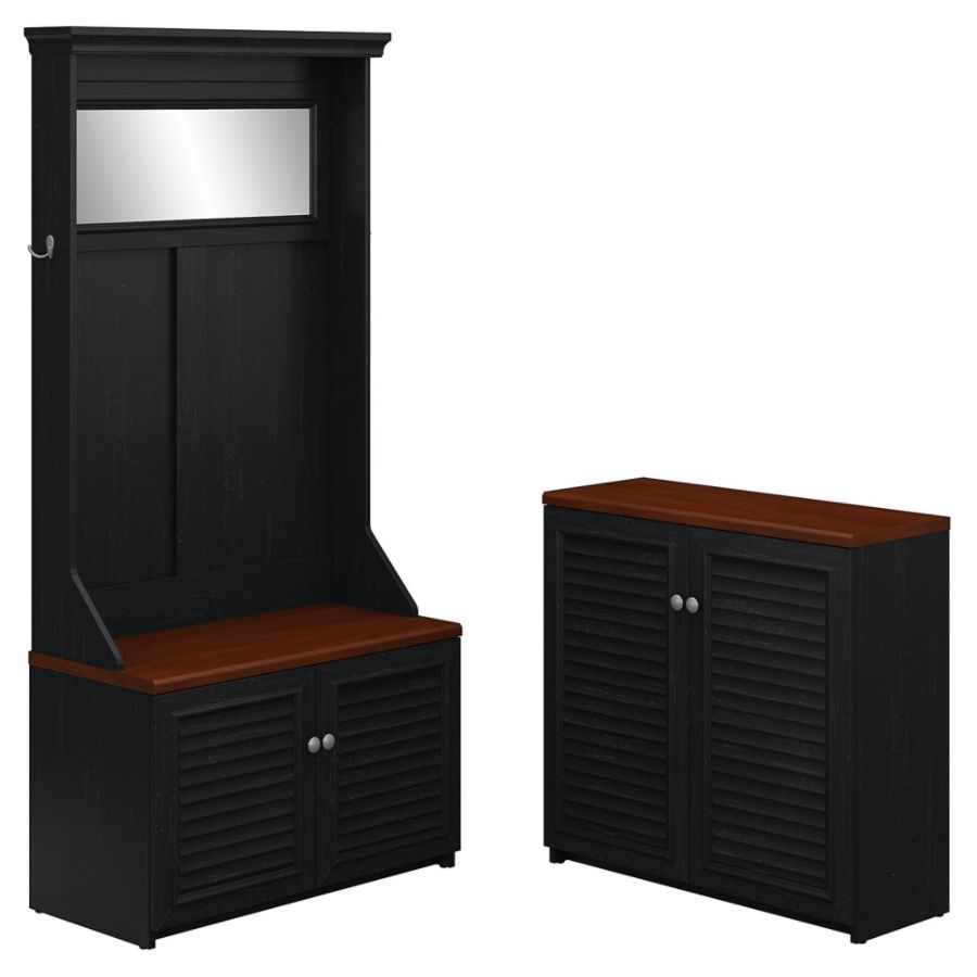 Bush Furniture Fairview Hall Tree With Shoe Bench And Small