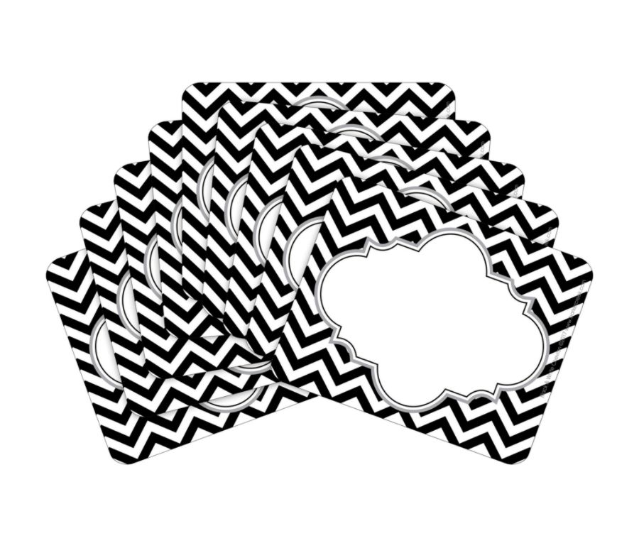 2pk 45ea Black &#38; White Chevron Remember Me! Self-Adhesive Name Tag Labels - Barker Creek
