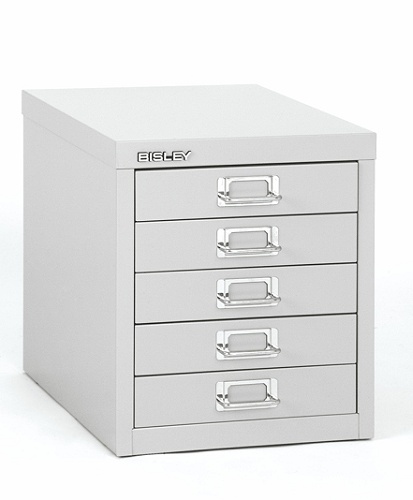 Bisley 15 D Vertical 5 Drawer Storage Cabinet Metal Light Gray