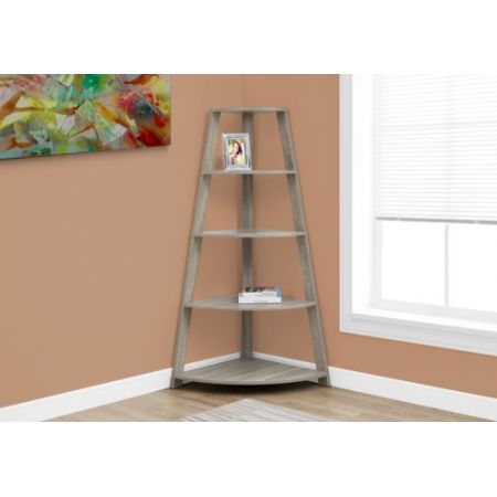 Monarch Specialties 4 Shelf Etagere Corner Bookcase Dark Taupe