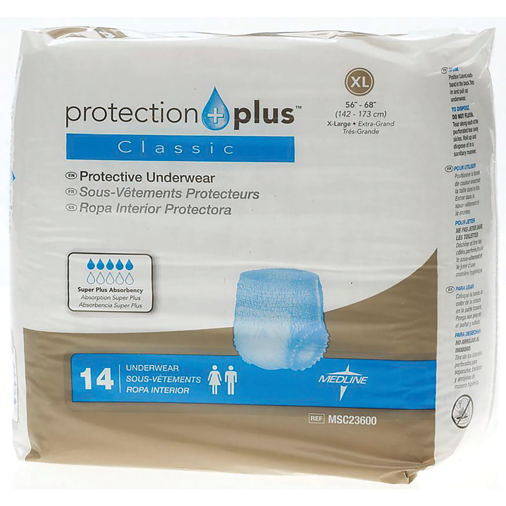 Absorbent polymer construction offers great containment and helps care for patient's skin Super-absorbent polymer material improves containment. Cloth-like outer cover feels comfortable against the skin and helps reduce irritation and rashes. Discreet design minimizes bulk, ensuring confidence throughout the day. Extra-wide belts secure the undergarments in place. Includes 2 belts. Replacement belts sold separately.