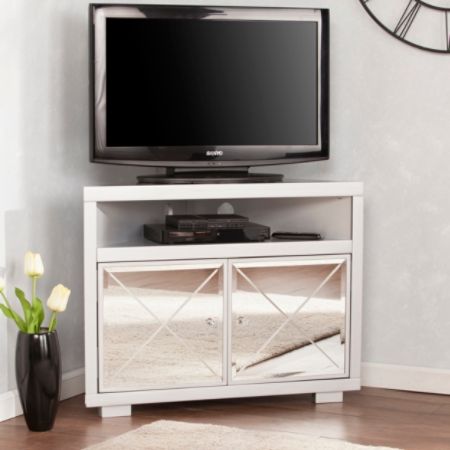 Southern Enterprises Mirage Mirrored Corner TV Stand For 34 Flat