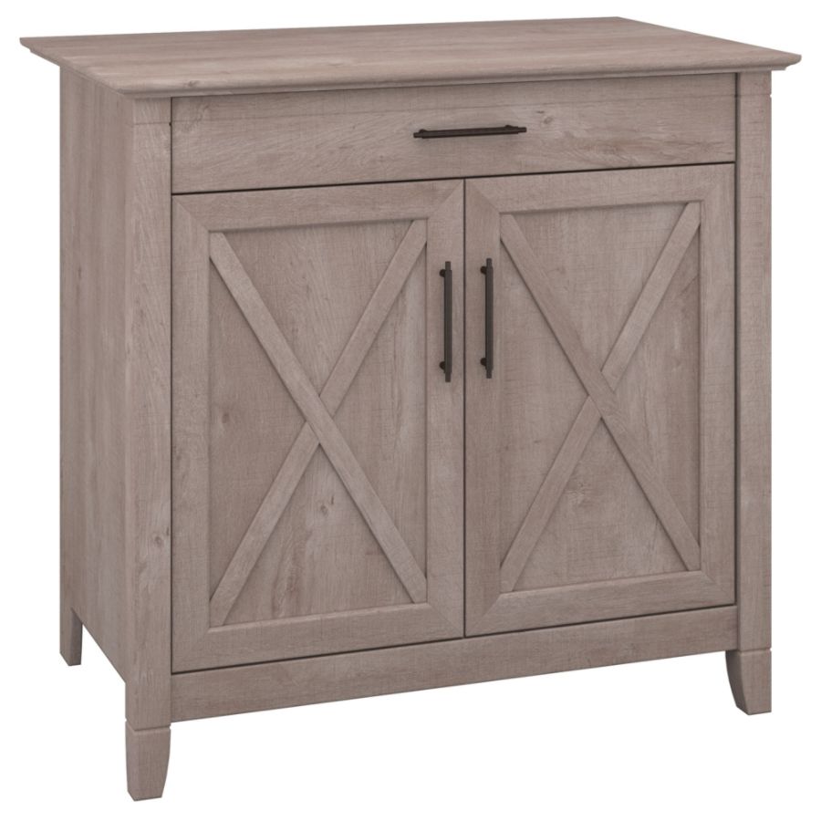 Bush Furniture Key West Laptop Storage Desk Credenza Washed Gray