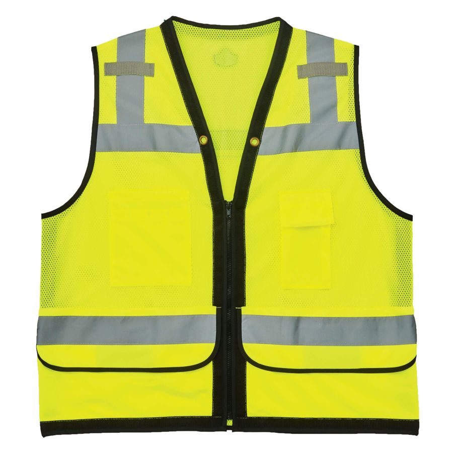 Ergodyne GloWear&Acirc;&reg; 8253HDZ Type R Class 2 Heavy-Duty Mesh Surveyors Vest, Lime, 4XL/5XL