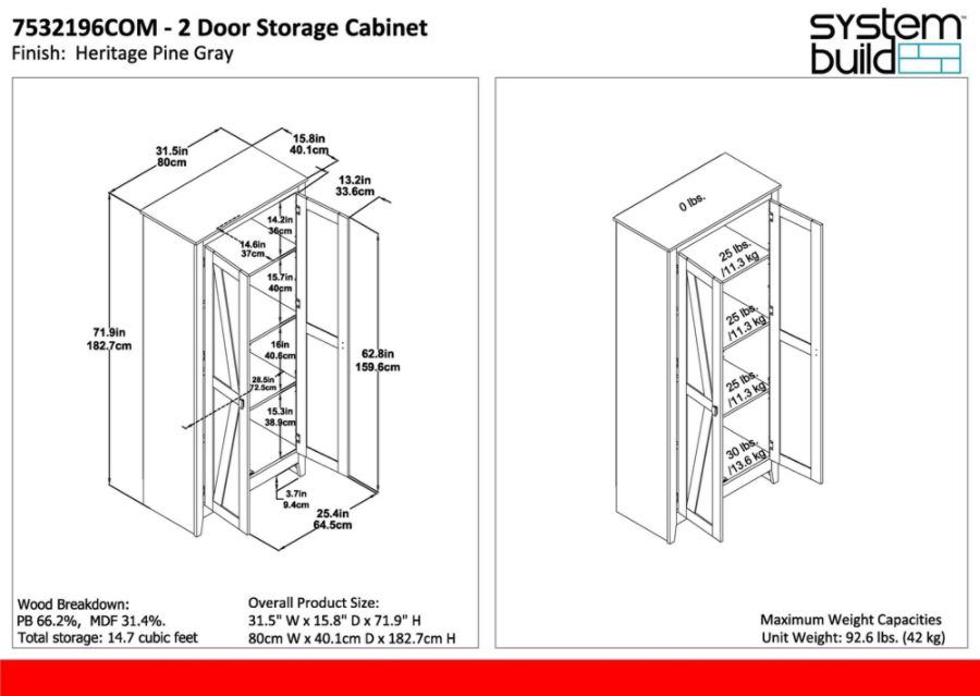 Ameriwood Home Farmington 31 1 2 Wide Storage Cabinet 4 Shelves