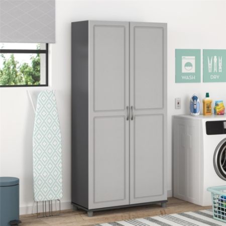 Ameriwood Home Kendall 36 Utility Storage Cabinet 5 Shelves Gray