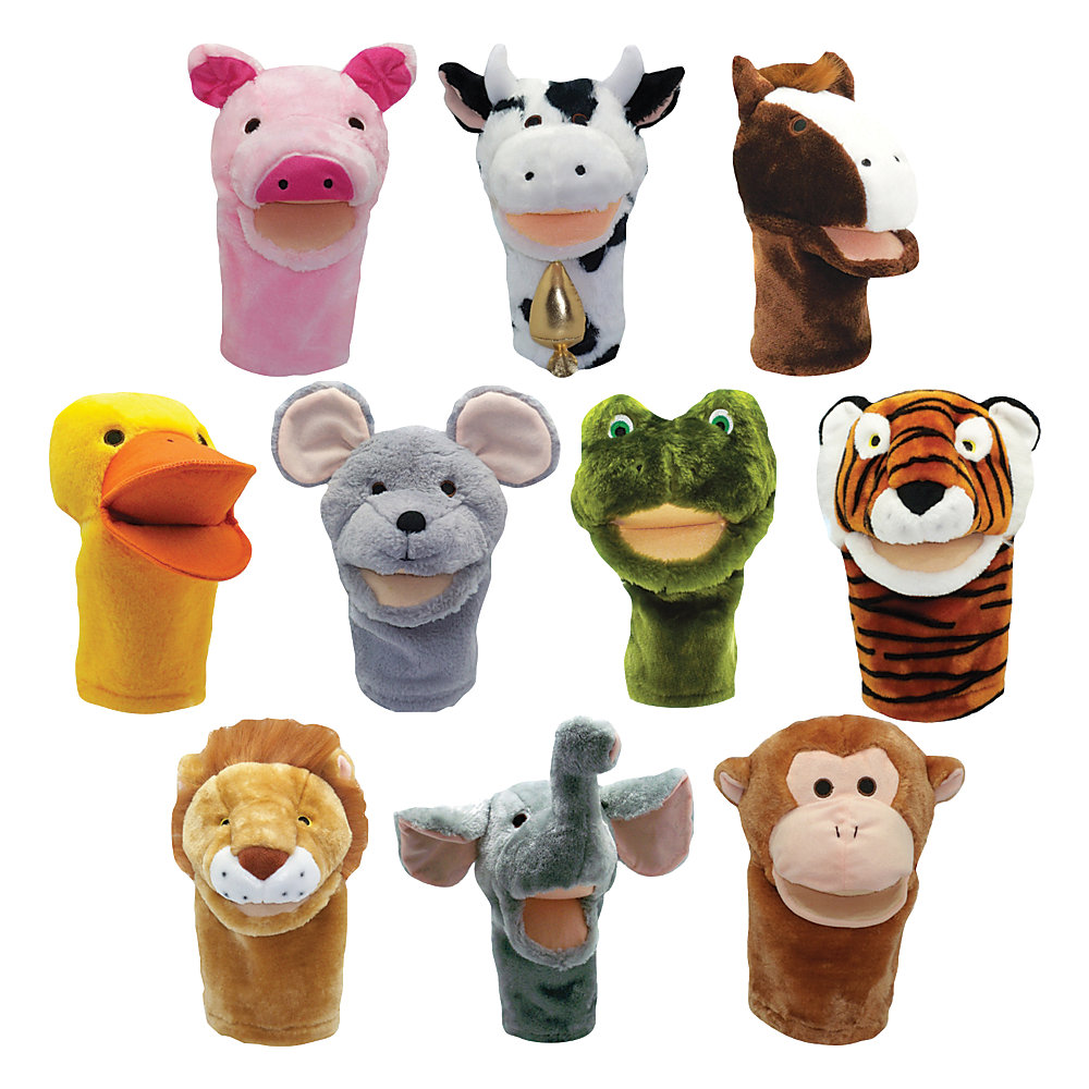 Puppets are a great way to encourage creativity and dramatic play. Plush designs with large, moveable mouths are easy for kids and adults to use. A great way to engage students in dramatic play. Moveable mouths mimic the appearance of speech. Big-mouth puppets can fit onto small and large hands, so kids can create plays and teachers can present ideas in a fun way. Washable surface makes it easy to eliminate soils. A creative addition to most preschool to grade 3 classrooms.