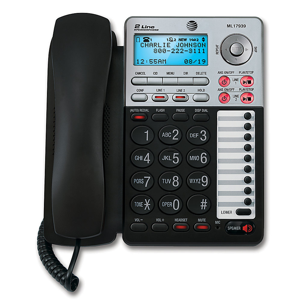 2 phone lines help you organize your calls Use 1 line for personal calls and 1 for business. Or separate calls between 2 areas of your small business. Built-in answering system records up to 12 minutes of messages per line. Base speakerphone lets you put the receiver down and talk hands-free. Caller ID/Call Waiting lets you know who's calling before you pick up. 18-number speed dial saves you time and effort. Energy efficient - designed to use less energy than alternative products, potentially helping you save money and reduce your carbon footprint. ENERGY STAR certified - meets federal guidelines for energy efficiency.