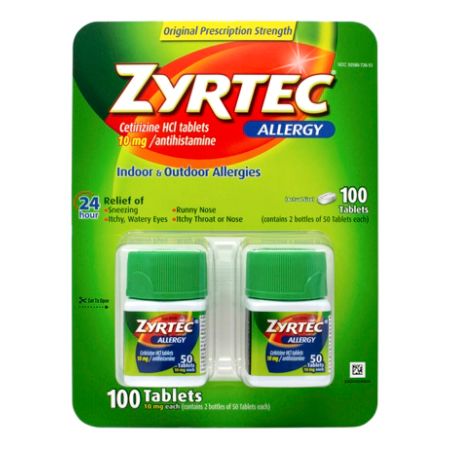 Zyrtec Antihistamine Allergy Tablets 50 Tablets Per Bottle Pack Of 2 ...