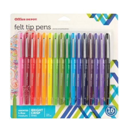 Office Depot Brand Felt Tip Porous Pens Medium Point 1.0 mm Assorted ...