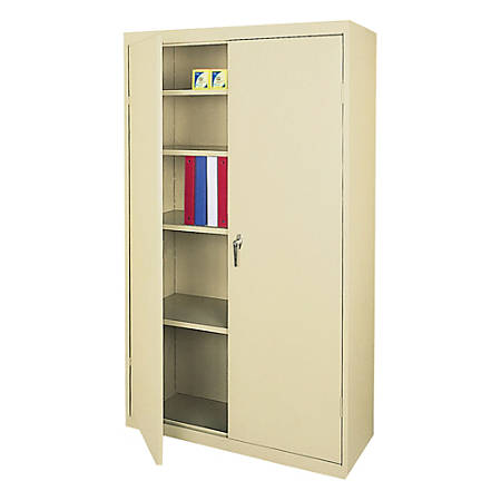 realspace® 5-shelf metal storage cabinet, 72"h x 36"w x 18"d, putty item #  945737