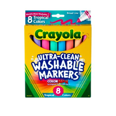 markers crayola broad washable assorted line tropical colors box officedepot