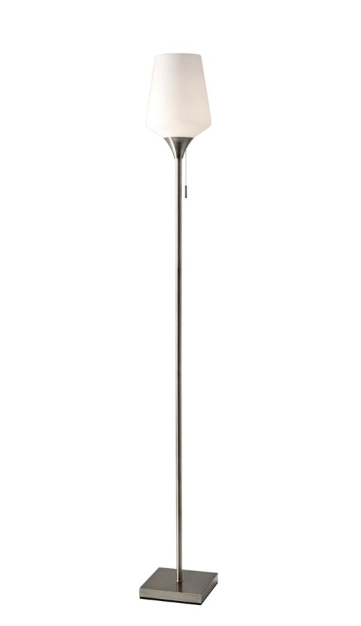 Roxy Floor Lamp Brushed Steel - Adesso: Modern Standing Light with Pull Chain, ETL Listed, Metal Body