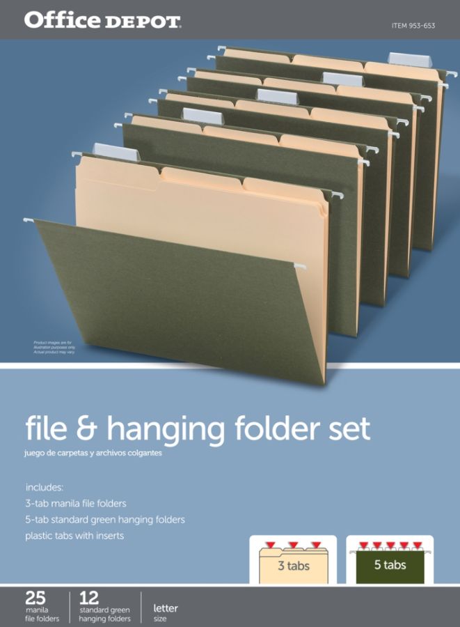 Office Depot Brand Hanging File Folder/File Folder Kit, 3/4", Letter eBay