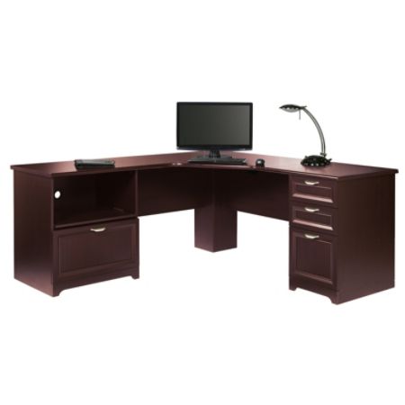 Realspace Magellan Perform L Desk Cherry Office Depot