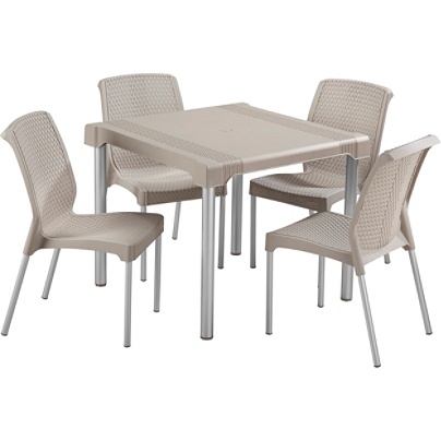 Rimax 5 Piece Breakroom Lunch Room Table And Chairs Set Taupe Item 9581078