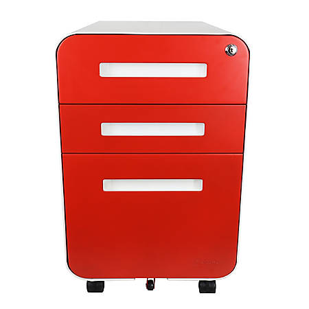 Bindertek Glide 20 D Vertical 3 Drawer File Cabinet Metal Red