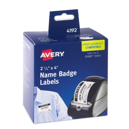 Avery Thermal Rectangle Name Badge Labels 4192 2 14 x 4 White Pack Of ...