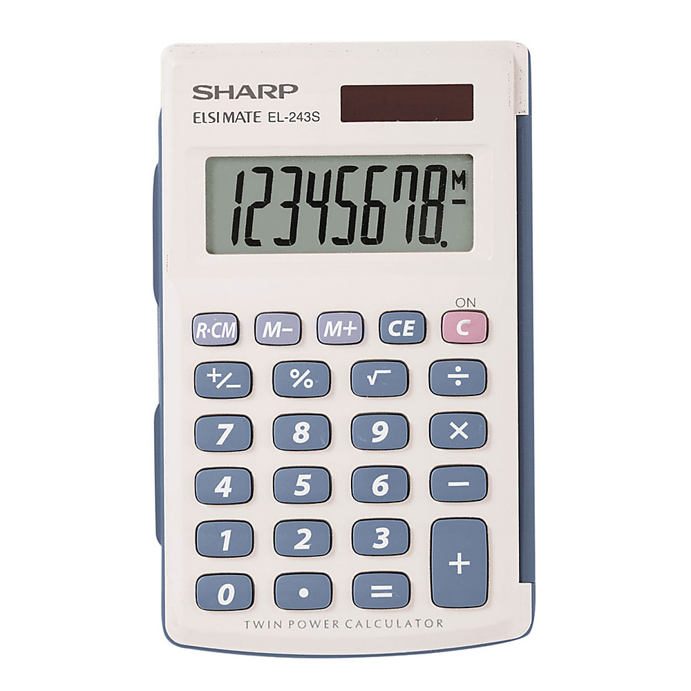 Sharp� EL-243SB 8-Digit Pocket Calculator, Gray/Blue