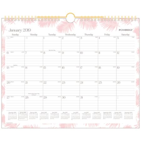 Cambridge Monthly Wall Calendar 14 78 x 11 78 Beverly January 2019 to