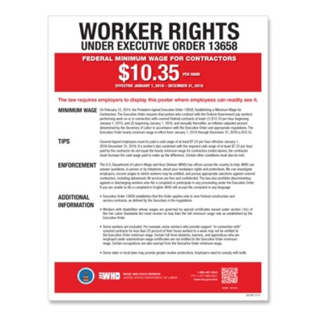 wage minimum federal poster contractor complyright english spanish officedepot