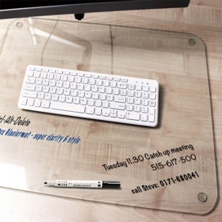 Desktex Glaciermat Glass Desk Pad 24 Width X 19 Depth Clear