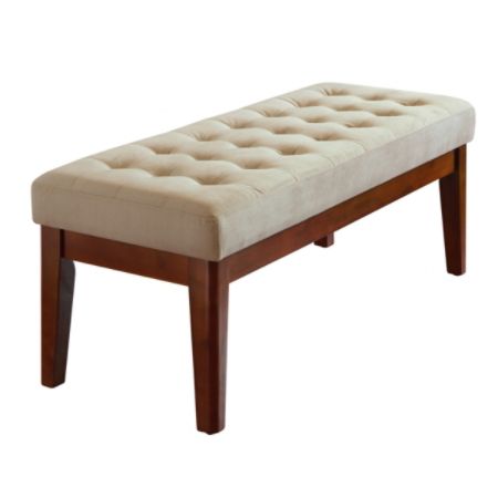 Elle D Cor Claire Tufted Bench Vanilla Creambrown Office Depot