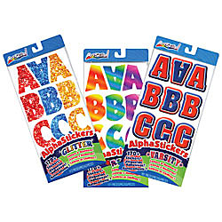 artskills punctuation stickers letter retro number assorted glitter pack colors officedepot