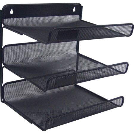 Lorell Mesh 3 Tier Desk Shelf Organizer Black Office Depot