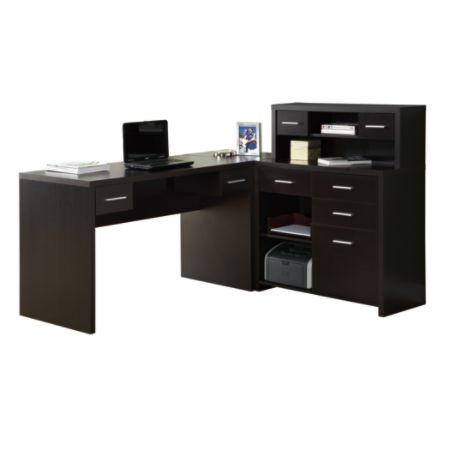 Monarch Specialties L Shaped Computer Desk With Hutch Cappuccino