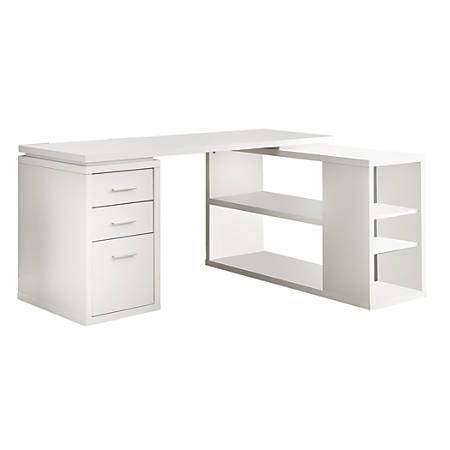 Monarch Specialties L Shaped Computer Desk With Book Shelf White