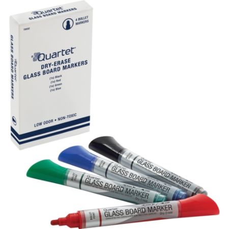 glass markers marker erase dry quartet pack bullet premium point assorted boards tip colors officedepot
