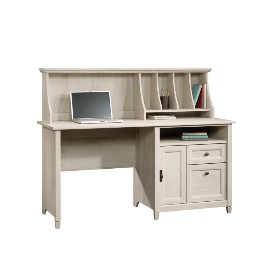 Sauder Edge Water Computer Desk With Hutch Chalked Chestnut